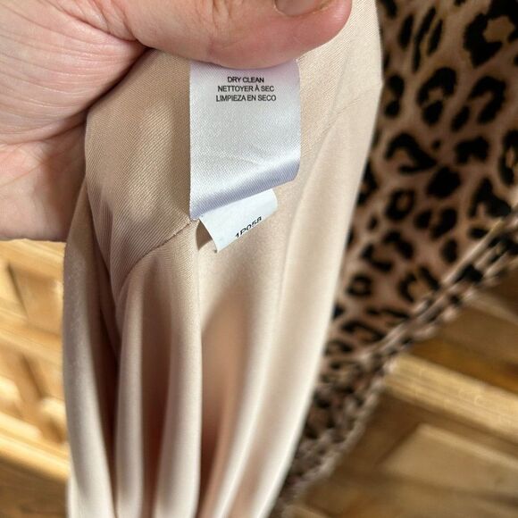 Avec Les Filles 10 Leopard Print Dress Mock Neck Short Sleeve Belted - Picture 12 of 16